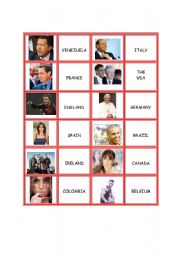 English Worksheet: Famous People - Where are they from?