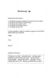 English Worksheet: growing up