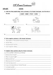 English Worksheet: present continuous