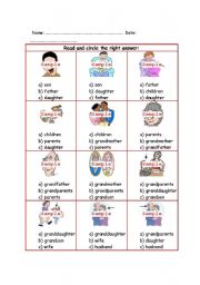 English worksheet: family