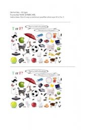 English Worksheet: THERE IS/ARE - T or F game