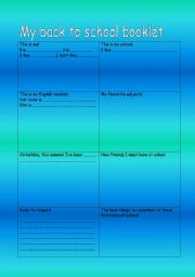 English Worksheet: my back to school booklet
