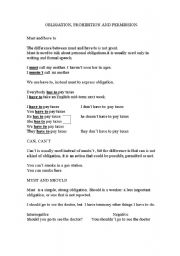 English worksheet: modal verbs