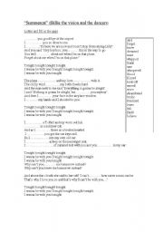 English worksheet: Summercat lyrics