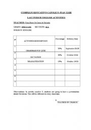 English worksheet: ACTIVITY CARD