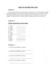 English worksheet: What is the weather?
