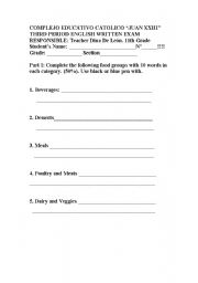 English Worksheet: WRITTEN EXAM