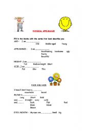 English worksheet: physical appearance