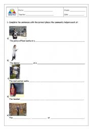 English Worksheet: Community helpers