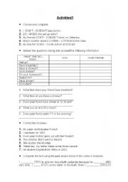 English worksheet: Present Simple and Past Simple
