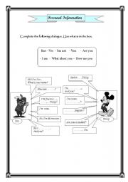 English worksheet: Personal information