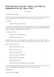 English Worksheet: WHEN SHOULD I USE DO, DOES, AND DID?