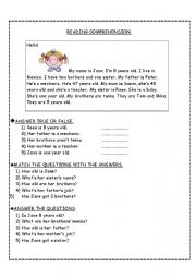 English Worksheet: reading for little students