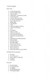 English Worksheet: Classroom language