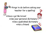 English Worksheet: things to do before asking for a spelling