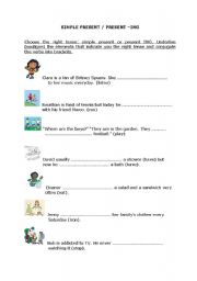 English Worksheet: Difference between simple present and present -ing