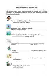 English worksheet: Difference between simple present and present -ing