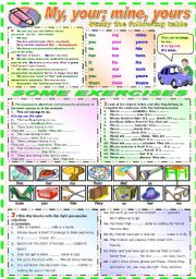 POSSESSIVE ADJECTIVES AND PRONOUNS (B&W VERSION INCLUDED)