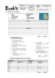 English Worksheet: Diagnostic test