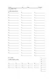 English Worksheet: Prepositions Test