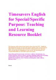 English Worksheet: Timesavers english for specific purpose booklet part a