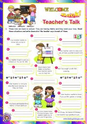 English Worksheet: Back to School series  -  Teachers Talk  (2/2)