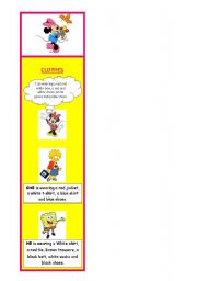 English Worksheet: BOOKMARK: Clothes & Cartoons