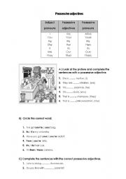 English Worksheet: Possessive adjectives
