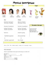 English Worksheet: Physical Description - Describing people