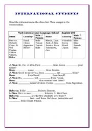 English worksheet: International Students