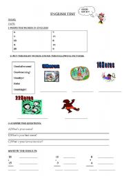 English worksheet: numbers and greetings