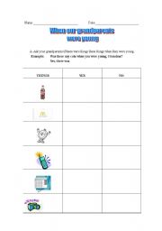English Worksheet: When our grandparents were young