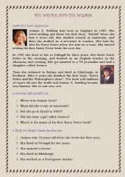 English Worksheet: The writer and the Wizard (Harry Potter)