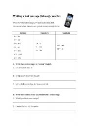 English Worksheet: text message