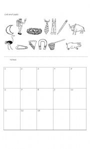 English worksheet: cut and past alphabet objects