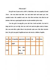 English Worksheet: Who is she