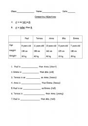 English Worksheet: comparing adjectve