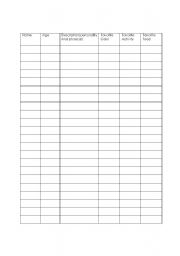 English Worksheet: Interview Chart for Beginners