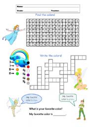 English Worksheet: Colors - Peter Pan e Sininho