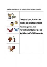 English worksheet: matching the picture with its sentence expression!