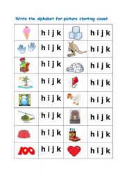 English Worksheet: Circle the correct alphabet (I J K L)