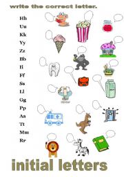 English Worksheet: initial letters