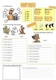 English Worksheet: BODY PARTS