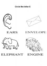 English worksheet: Circle the letter E