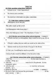English worksheet: Final test