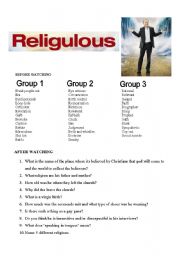 English worksheet: Religulous DVD Worksheet