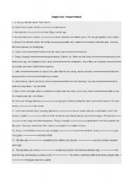 English Worksheet: perfect vs. past tense