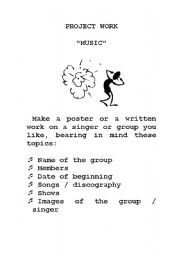 English Worksheet: Music project work