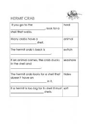 English worksheet: Hermit Crabs