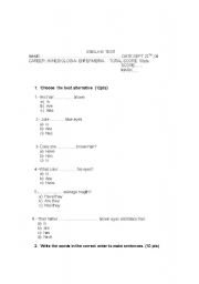 English worksheet: ENGLISH TEST